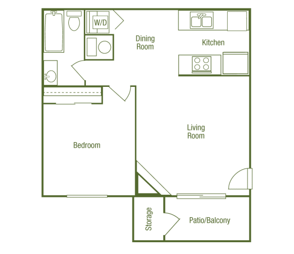 1 Bed 1 Bath Sq.Ft.: 650 Floor Plan at The Glen at Briargate, Colorado, 80920