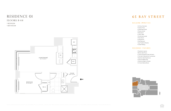 1 bedroom 1 bathroom floorplan E at 65 Bay Street, New Jersey, 07302