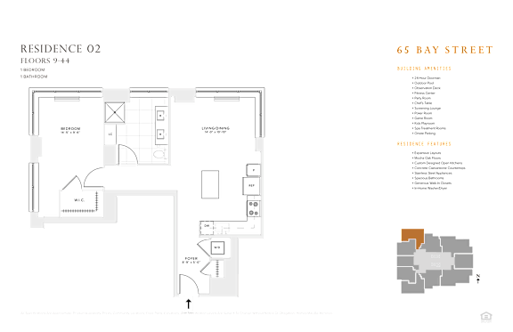 Floor Plan  1 bedroom 1 bathroom floorplan L at 65 Bay Street, New Jersey, 07302