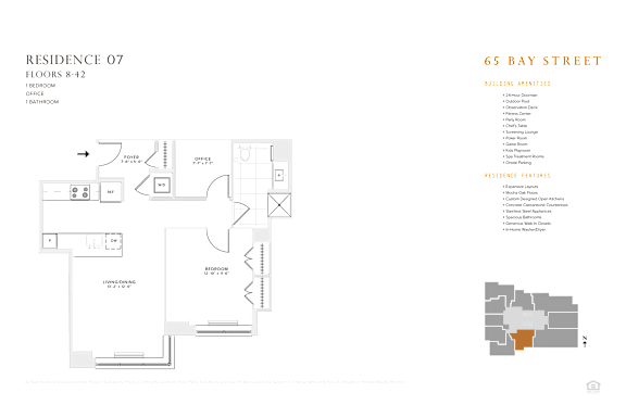 1 bedroom 1 bathroom floorplan P at 65 Bay Street, Jersey City, New Jersey