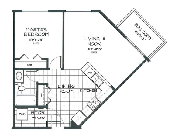 1 bed, 1 bath, modern apartments with balcony access