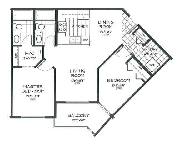 2 bed, 2 bath, spacious, modern units with balcony views at Beacon Heights Apartments in Calgary, AB