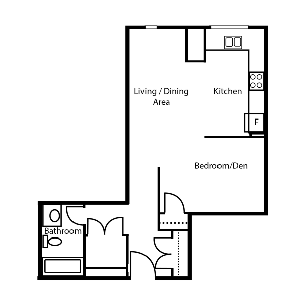 One bedroom, one bathroom at Trio On Belmont in Kitchener, ON