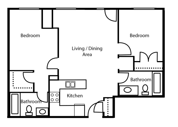 Two bedroom, two bathroom at Trio On Belmont in Kitchener, ON