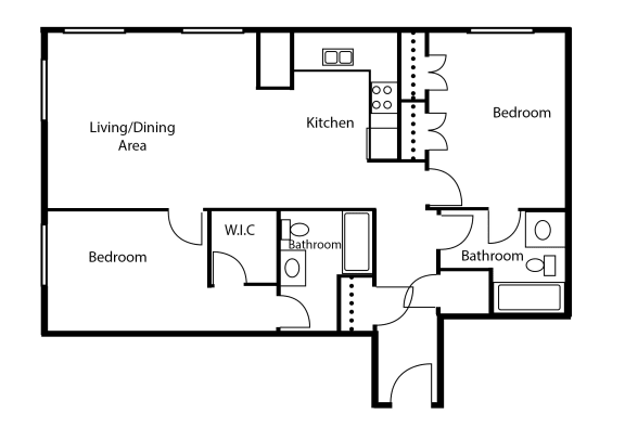 Two bedroom, two bathroom at Trio On Belmont in Kitchener, ON