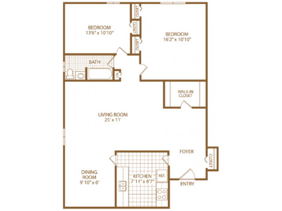  Floor Plan Two Bed One Bath