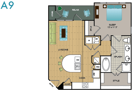 Floor Plan  1 Bed | 1 Bath | Lakewood Flats Apartments