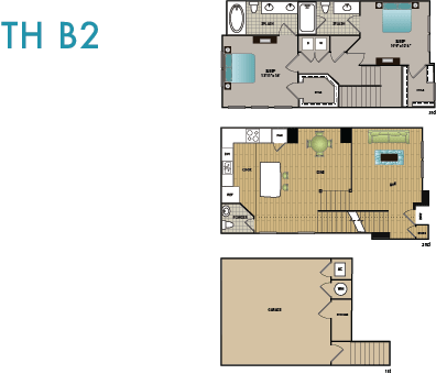 Floor Plan  2 Bed | 2.5 Bath | Townhome | Lakewood Flats Apartments