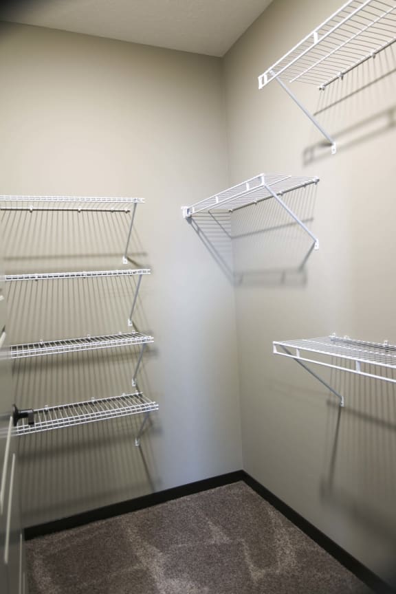 walk in closet in 3 bedroom apartment for rent at North Pointe Villas best apartments Lincoln NE 68521