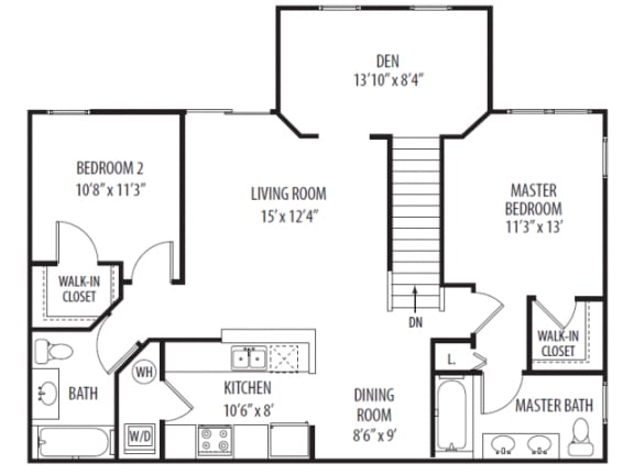 The Dawson Floorplan at Algonquin Square Apartment Homes, Algonquin, IL 60102