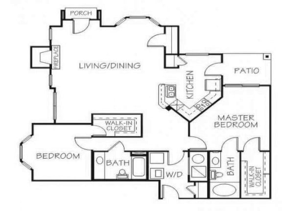 Emerald two bedroom two bathroom floorplan at Stone Ridge Estates