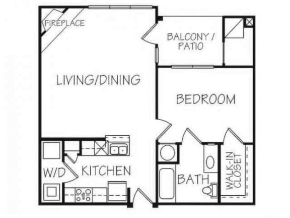 Garnet one bedroom one bathroom floorplan at Stone Ridge Estates
