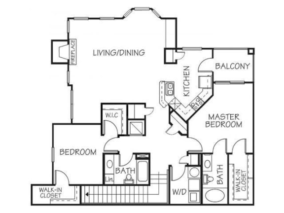 Quartz two bedroom two bathroom floorplan at Stone Ridge Estates