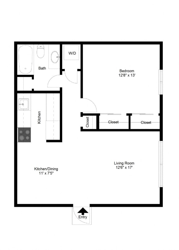 1 Bedroom Garden Apartment FloorPlan 1 Bedroom Garden Apartment FloorPlan at Dannybrook Apartments, Williamsville, NY, 14221