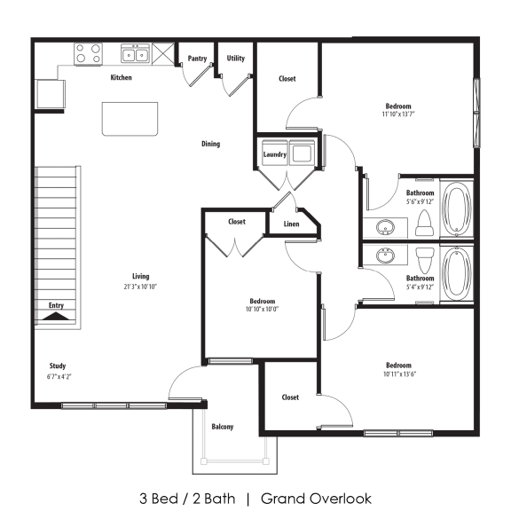 3 Bedroom Floor Plan at Legacy Commons, Omaha, Nebraska