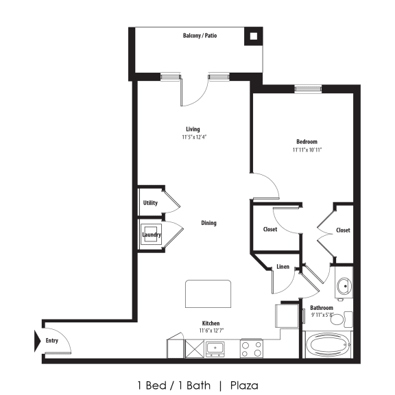 1 Bedroom Floor Plan at Legacy Commons, Omaha, NE