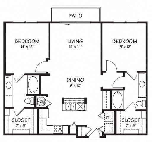 Two B Floor Plan| 1,111 sq.ft. | The Reserve on Cave Creek