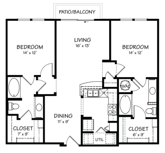 Two A Floor Plan| 1,069 sq.ft. | The Reserve on Cave Creek