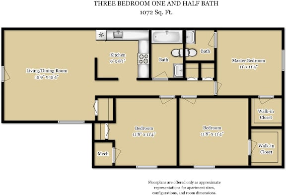 3 bed 2 bath A at Potomac Ridge Apartments, Woodbridge, 22191