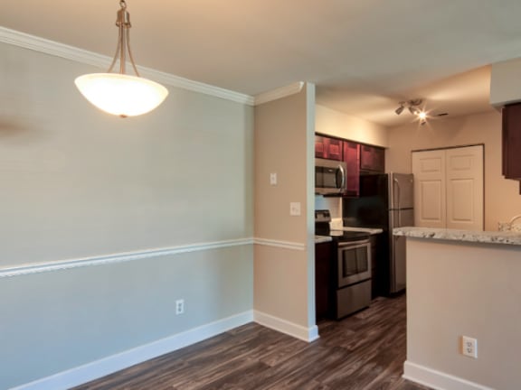 Renovated dining room at Waterman's Crossing Apartments in Newport News, VA