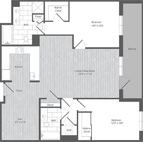 2 bedroom apartments with balcony and den, Merrifield
