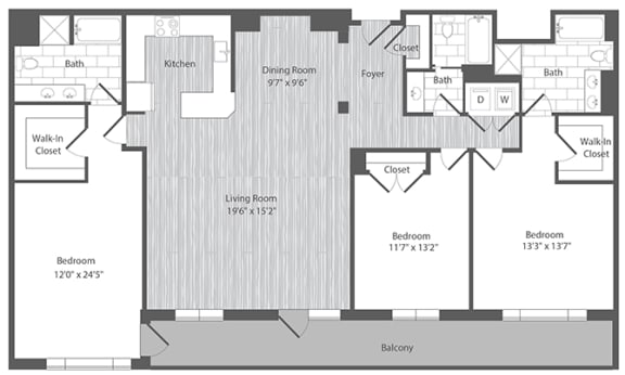 3 bedroom apartments with balcony in Merrifield VA
