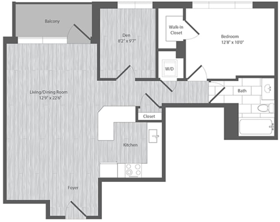 1 bedroom apartments with balcony and den in Merrifield VA