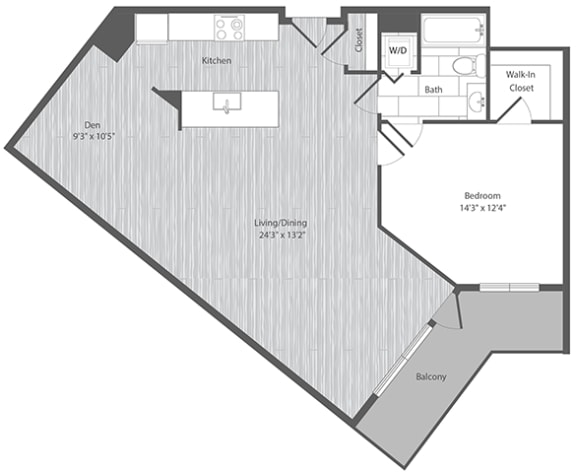 1 bedroom apartments with balcony and den, Merrifield