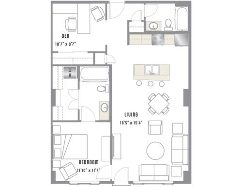 B1 Floor Plan at 2020 Lawrence, DENVER