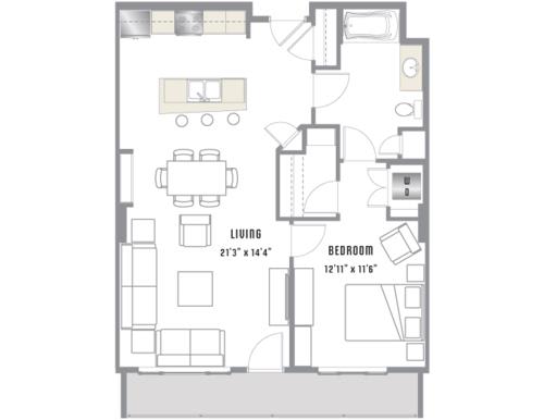 A7 Floor Plan at 2020 Lawrence, DENVER, Colorado