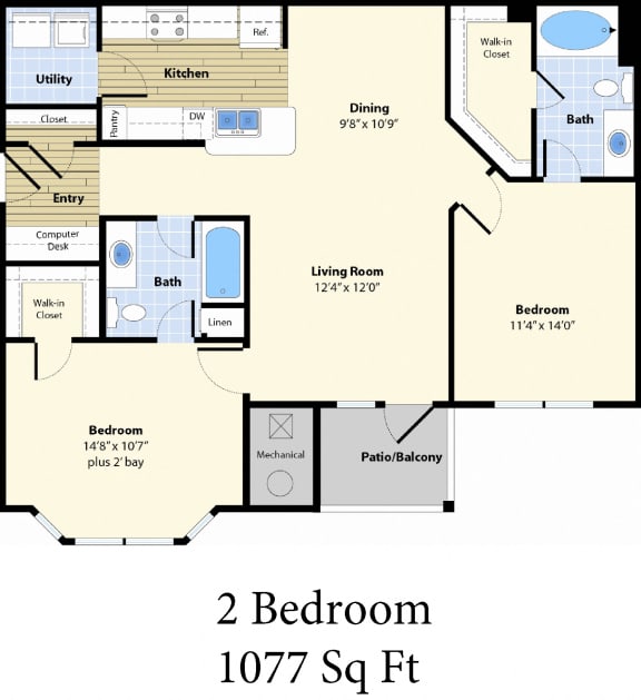 The Commons at Boston Road Two Bedroom Small Floorplan