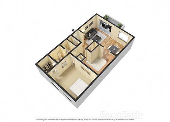 Attractive 1 Bedroom Garden Floor Plan at Lake Camelot Apartments, Indianapolis, IN