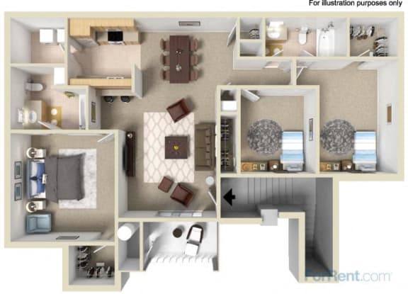 Three Bedroom Floor Plan at Rancho Serene, Las Vegas, 89123