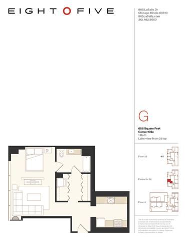 Convertible 2 Floor Plan at Eight O Five, Chicago, 60610