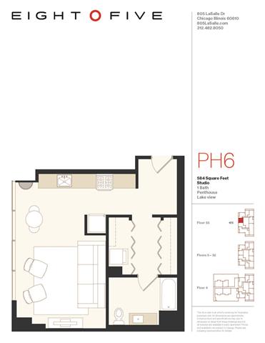 Studio2PH Floor Plan at Eight O Five, Chicago