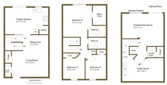 3 bedroom Inside floor plan at Carlson Woods Townhome