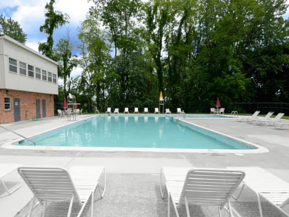 Private swimming pool at Painters Mill Apartments