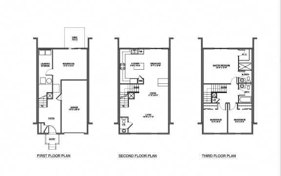 3 bedroom 2.5 bathroom with garage floor plan at The Pointe at Manorgreen in Middle River, MD