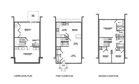 3 bedroom 2.5 bathroom with walkout floor plan at The Pointe at Manorgreen in Middle River, MD