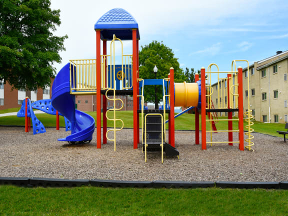 New outdoor playground with jungle gym for children  at Arbuta Arms Apartments*, Baltimore, MD