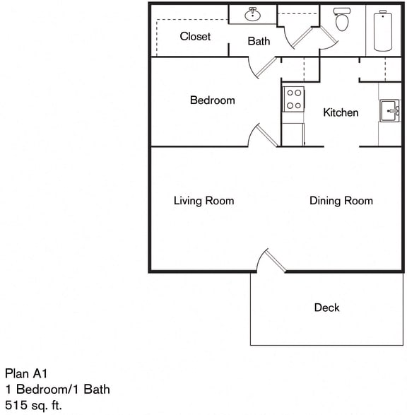 Floor Plan  One bedroom, One bath