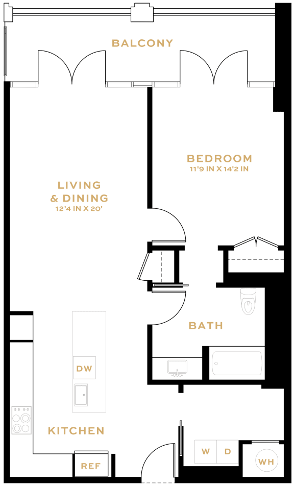  Floor Plan 1 Bedroom - 1 Bath | A05