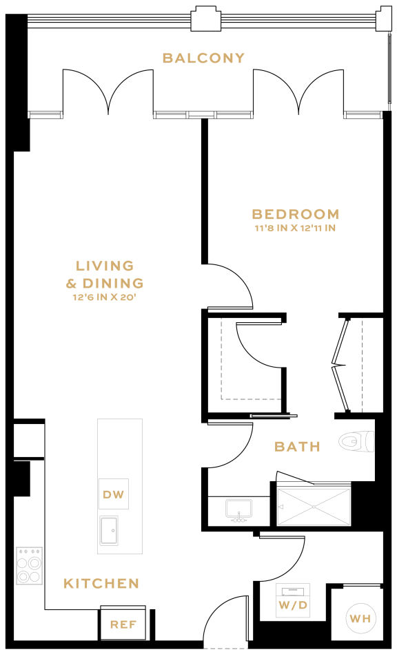 Floor Plan  1 Bedroom - 1 Bath | A06