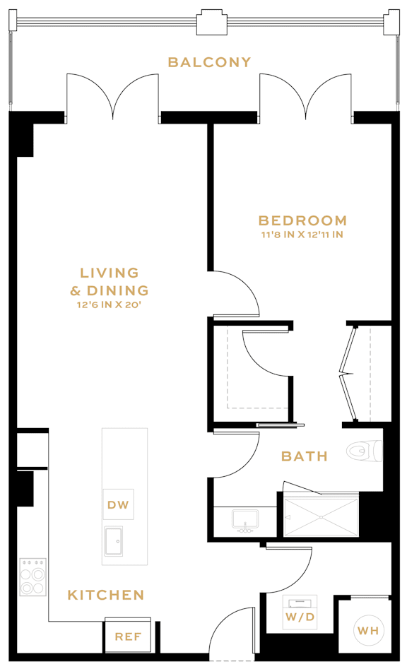 Floor Plan  1 Bedroom - 1 Bath | A06A