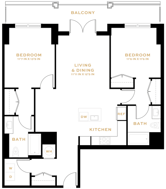 Floor Plan  2 Bedroom - 2 Bath | B04A
