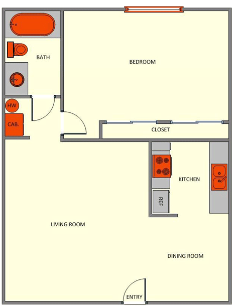 1 bedroom 1 bathroom 2D