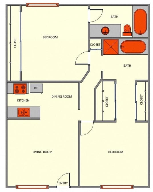 2 bedroom 2 bathroom 2D