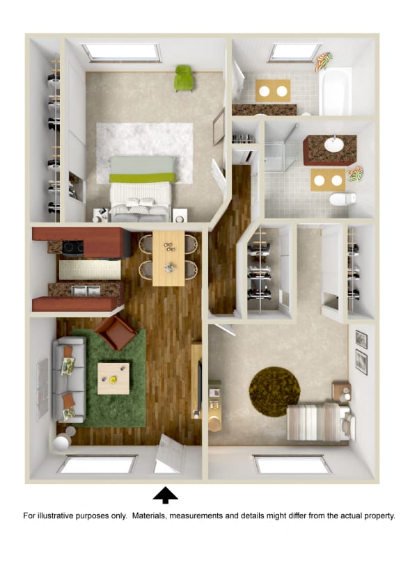 2 bedroom 2 bathroom 3D