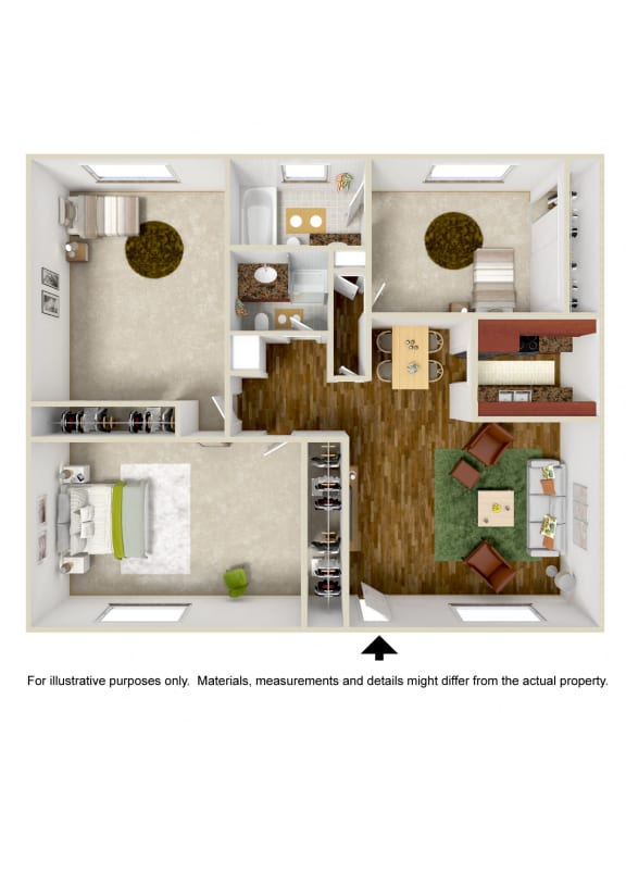 3 bedroom 2 bathroom 3D