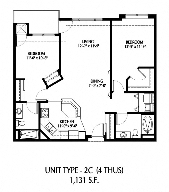 Two Bedroom_Floor Plan at 808 Berry Place, Saint Paul, MN